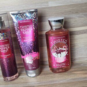 NEW Bath & Body Works Twisted Peppermint Mist Cream Shower Gel Holiday Gift Set